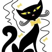 Samolepící dekorace velourová se zlatem AG Design FL0415 Black cat, AGF00415 Kočka (65 x 85 cm)