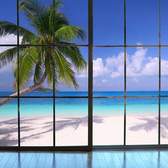 Vliesové fototapety MS-5-0203, fototapeta Beach window view, 375 x 250 cm + lepidlo zdarma
