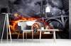 Vliesové fototapety MS-5-0314, fototapeta Car in flames, 375 x 250 cm + lepidlo zdarma