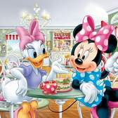 Vliesové fototapety AG Design FTDNH5344 Snídaně s Minnie a Daisy, fototapeta FTDN H5344 Breakfast with Minnie and Daisy o rozměru 202x90 cm, lepidlo je součástí